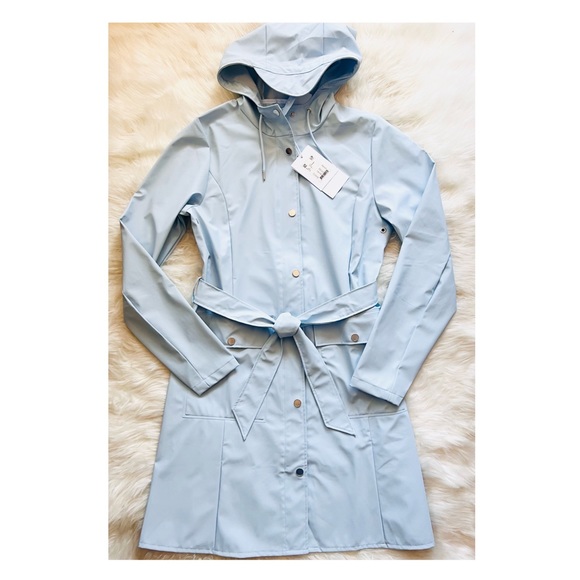 New! RAINS Curve W Waterproof Rain Jacket Raincoat - Picture 5 of 14